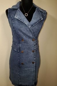 Sexy Denim Blue Sleeveless Dress